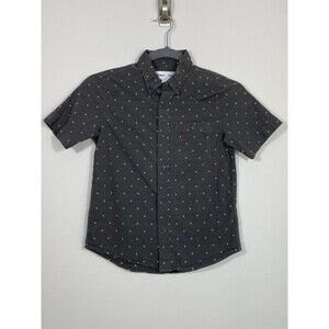 Old Navy Boys Button Down Shirt Size M 8 Gray Geometric Print Flex